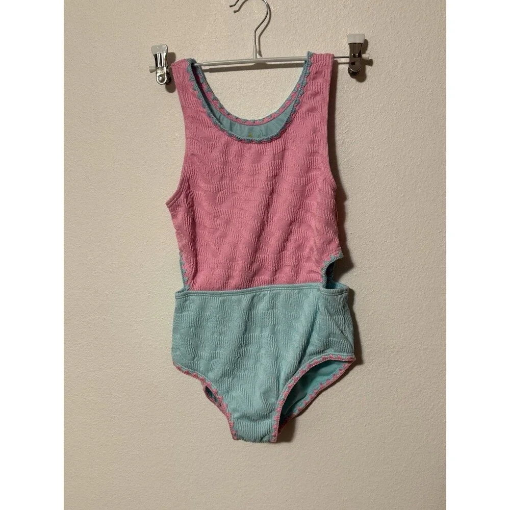 BMagical Girls 2-Piece Swimsuit Lot Size 12 - Pink/Teal Cut-Out & Seashell 1 NWT